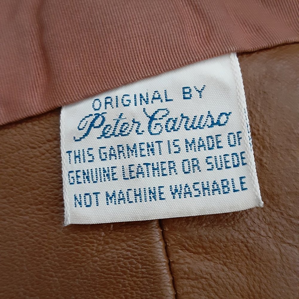 Peter Caruso Light Brown Leather Jacket Long Moto - Picture 4 of 6